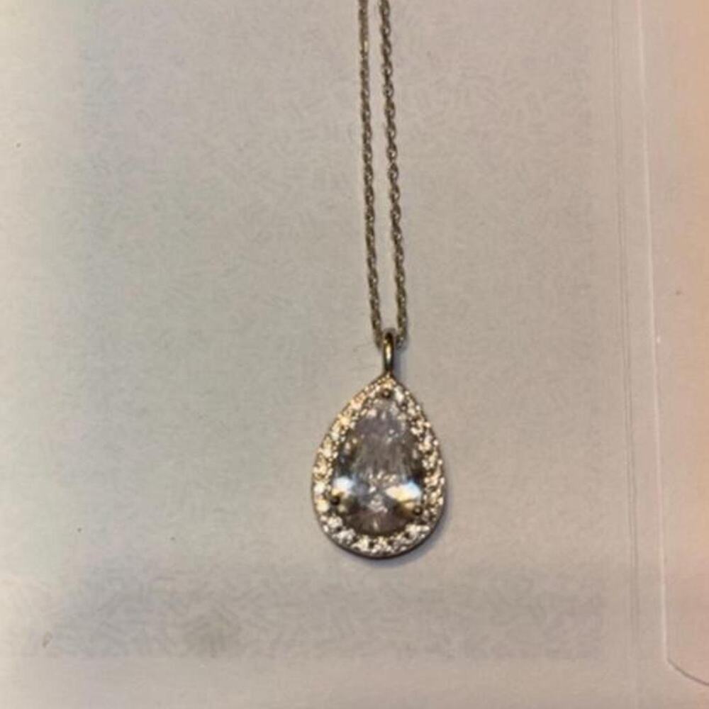 Faux diamond pendant necklace with
